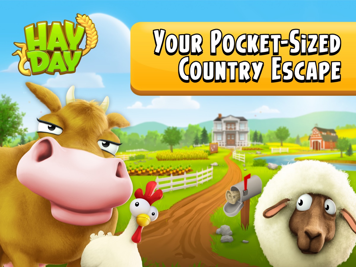 Hay Day game scene accompanying Serve Town visitors without stalling the farm