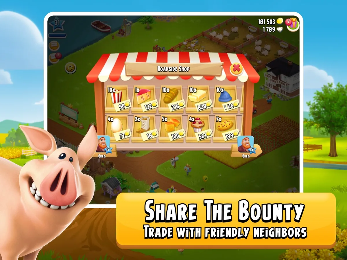 Official Hay Day farm and roadside trading scene